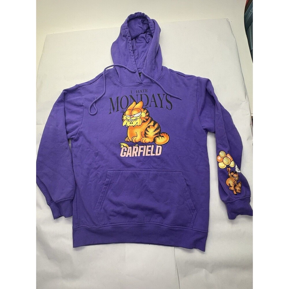 Garfield Hoodie Adult Large Purple I Hate Mondays Nickelodeon Pullover